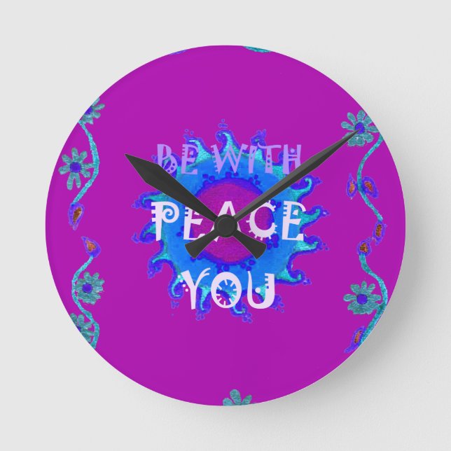 Peace Be With You Inspirational Print Round Clock (Front)