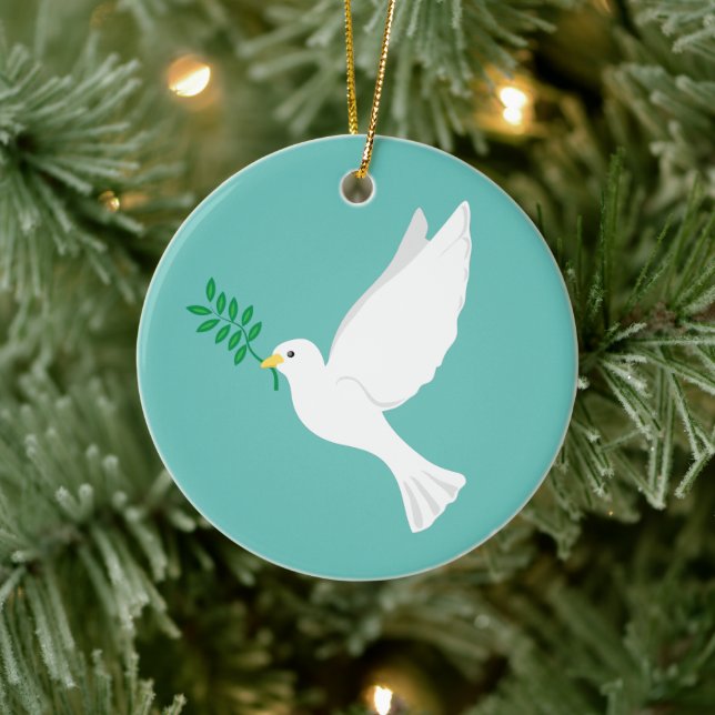Peace Be With You White Dove Ceramic Ornament (Tree)