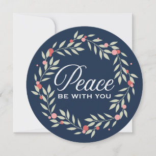 Peace Be With You Wreath   Holiday Custom Photo Card