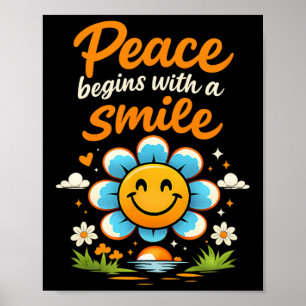 Peace Begins With A Smile Chill Vibes Mental Healt Poster