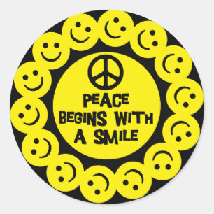 PEACE BEGINS WITH A SMILE CLASSIC ROUND STICKER