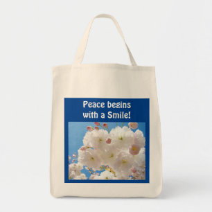 Peace begins with A Smile! Tote bag Spring Blossom