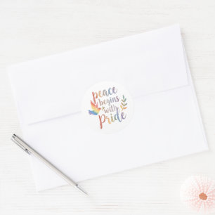 Peace Begins With Pride Design Classic Round Sticker