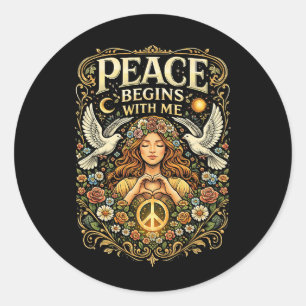 Peace Begins Within Classic Round Sticker