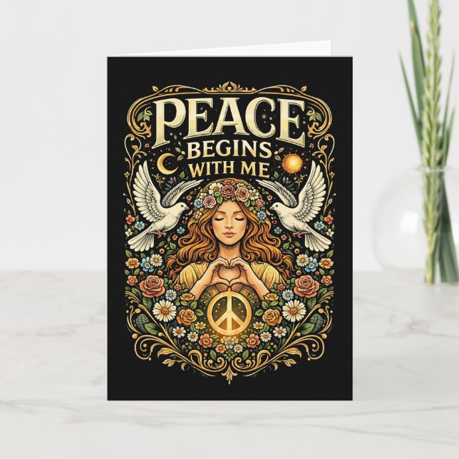 Peace Begins Within Holiday Card (Front)
