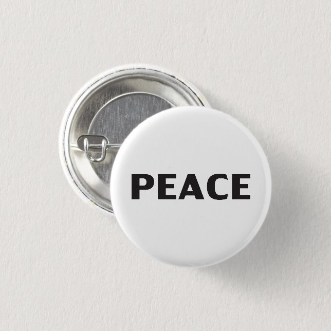 Peace black and white modern typography 3 cm round badge (Front & Back)