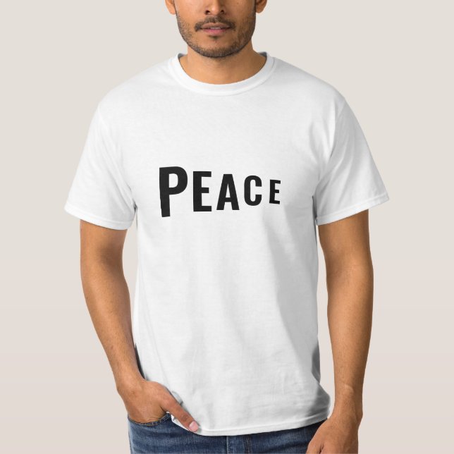 Peace black perspective typography minimalist T-Shirt (Front)