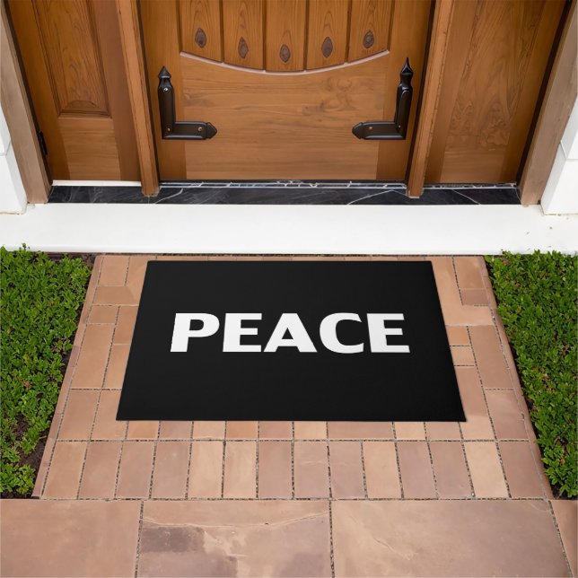 Peace black white minimalist modern simple elegant doormat (Outdoor)