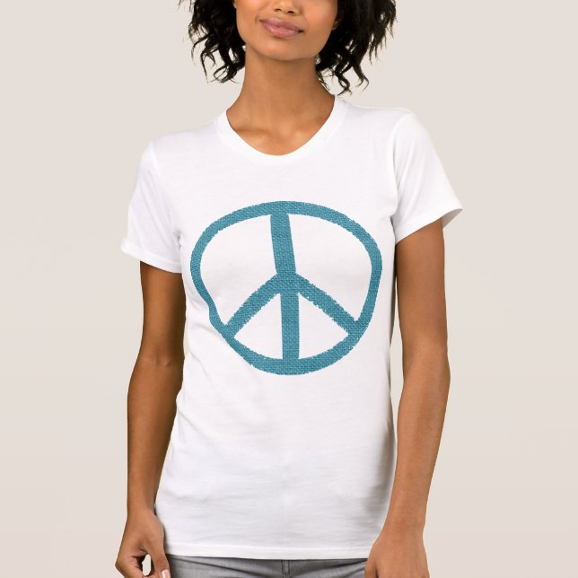 peace blue cloth-like T-Shirt (Front)