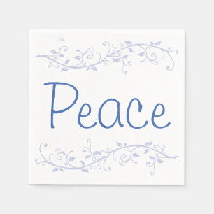 Peace Blue Flourish Christmas Party Napkin