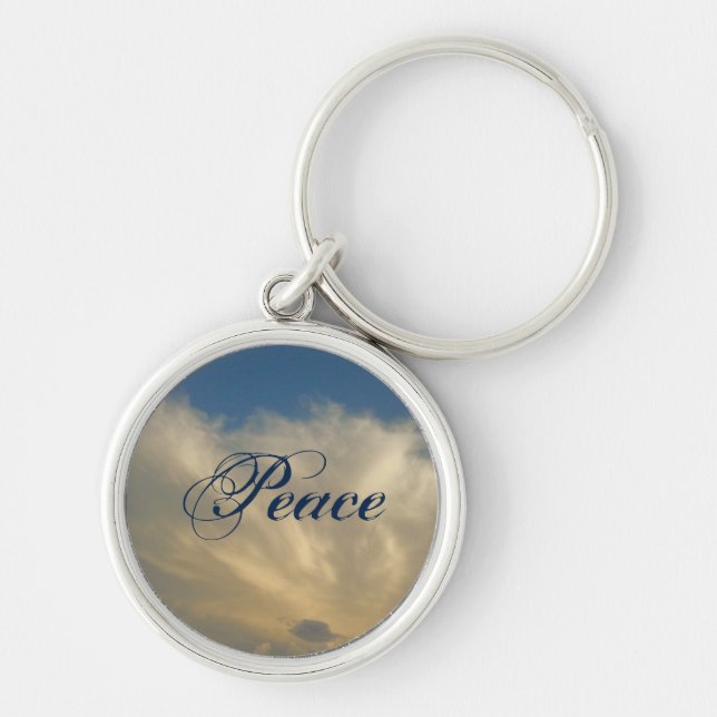 Peace Blue Skies Fluffy Clouds Photo Cloudscape Key Ring (Front)