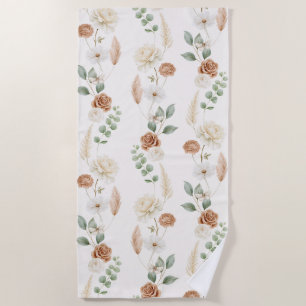 Peace Bohemian Hippie Flowers Beach Towel