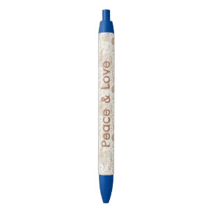 Peace Bohemian Hippie Sixties Paisley Birthday Black Ink Pen