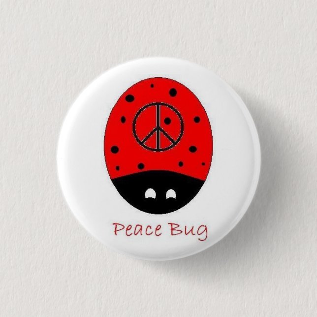 peace bug mini button white (Front)