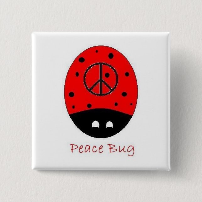 peace bug square button white (Front)