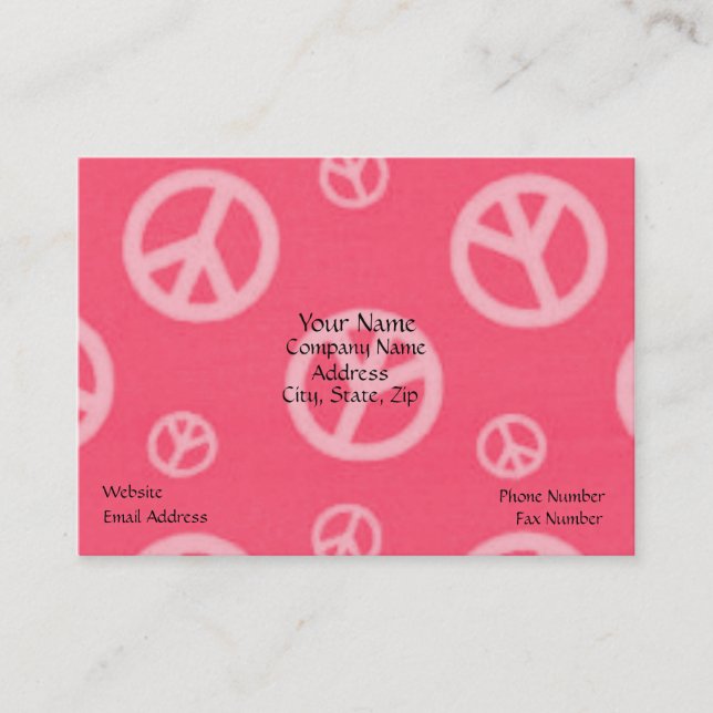 PEACE BUSINESS CARDS - PINK - BUSINESS - SIGNS (Front)