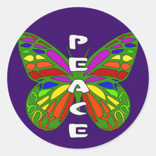 Peace Butterfly Classic Round Sticker