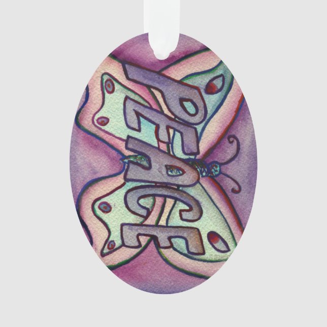 Peace Butterfly Word Art Gift Holiday Ornament (Front)
