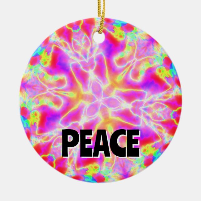 PEACE ( change the words) Ceramic Ornament (Front)