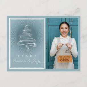 Peace Cheer Joy Sparkling Christmas Tree Business Holiday Postcard
