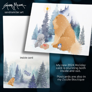 PEACE  Chow dog holiday art cards SEE INSIDE