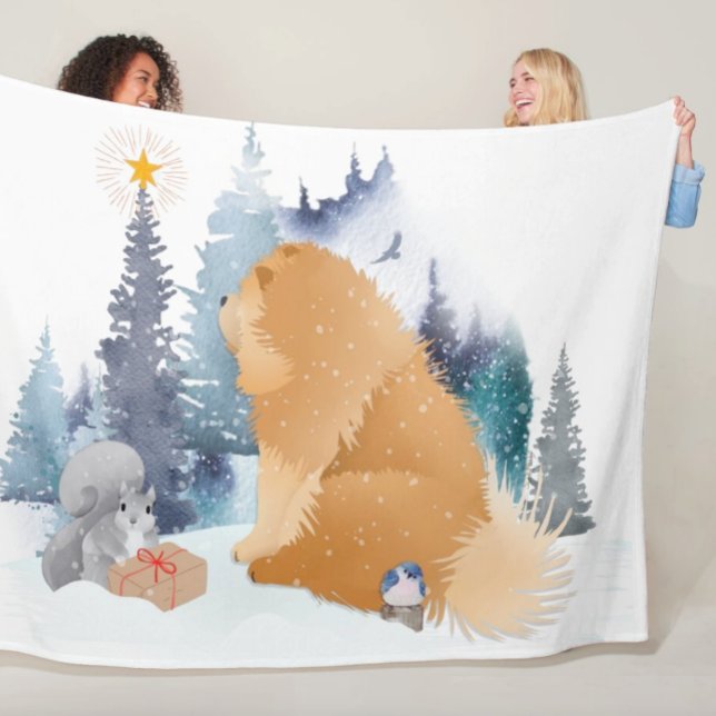 PEACE  Chow dog  holiday  Fleece Blanket (Creator Uploaded)