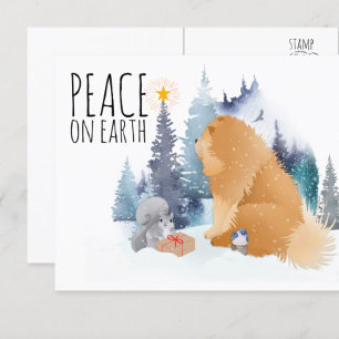 PEACE Chow dog holiday postcards