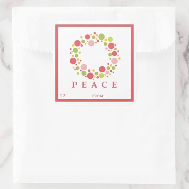 PEACE Christmas label red border (Bag)