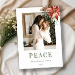 Peace Christmas Poinsettia Bunch Photo Watercolor Holiday Card<br><div class="desc">If you need any further customisation please feel free to message me on yellowfebstudio@gmail.com.</div>