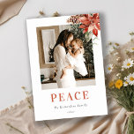 Peace Christmas Poinsettia Bunch Photo Watercolor  Holiday Card<br><div class="desc">If you need any further customisation please feel free to message me on yellowfebstudio@gmail.com.</div>