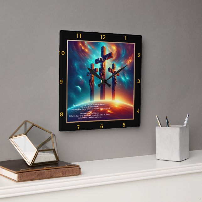 Peace Clock: Personalised Gift of Faith Square Wall Clock (Office)