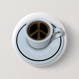 Peace coffee 6 cm round badge