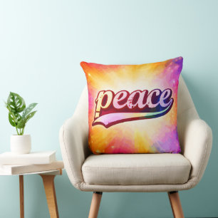 Peace Colourful Typography Inspirational Cushion