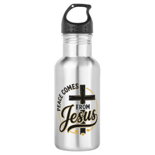 Peace Comes From Jesus Christian Cross Shirt 532 Ml Water Bottle