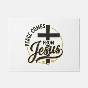 Peace Comes From Jesus Christian Cross Shirt Doormat