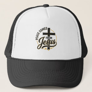 Peace Comes From Jesus Christian Cross Shirt Trucker Hat