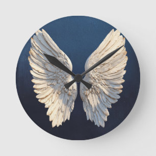 Peace Comfort Timeless Beauty Blue Elegant Angel  Round Clock