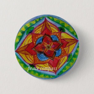 Peace Compass Mandala Round Badge