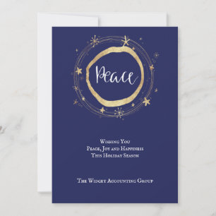 Peace Corporate Blue Professional Holiday Card