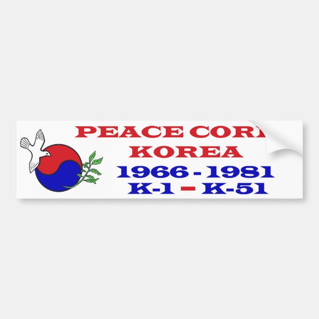 Peace Corps Korea Bumper Sticker (Front)