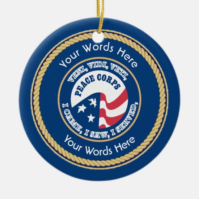 Peace Corps VVV Universal Shield Ceramic Tree Decoration (Front)