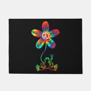 Peace Courage Love Hope Frogs Hippie Doormat