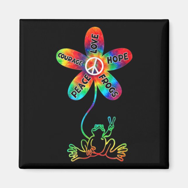 Peace Courage Love Hope Frogs Hippie Magnet (Front)