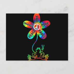 Peace Courage Love Hope Frogs Hippie Postcard