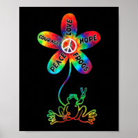 Peace Courage Love Hope Frogs Hippie