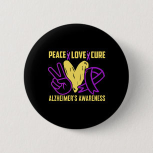 Peace Cure Love  Alzheimer´s Awareness  6 Cm Round Badge