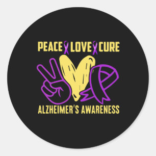 Peace Cure Love  Alzheimer´s Awareness  Classic Round Sticker