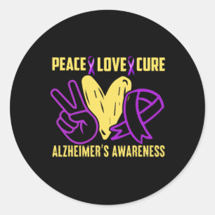 Peace Cure Love Heimerheimer´s Awareness Classic Round Sticker