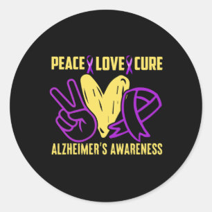 Peace Cure Love Heimerheimer´s Awareness Classic Round Sticker