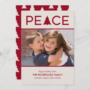 Peace Custom Photo Holiday Tree Maroon Beige